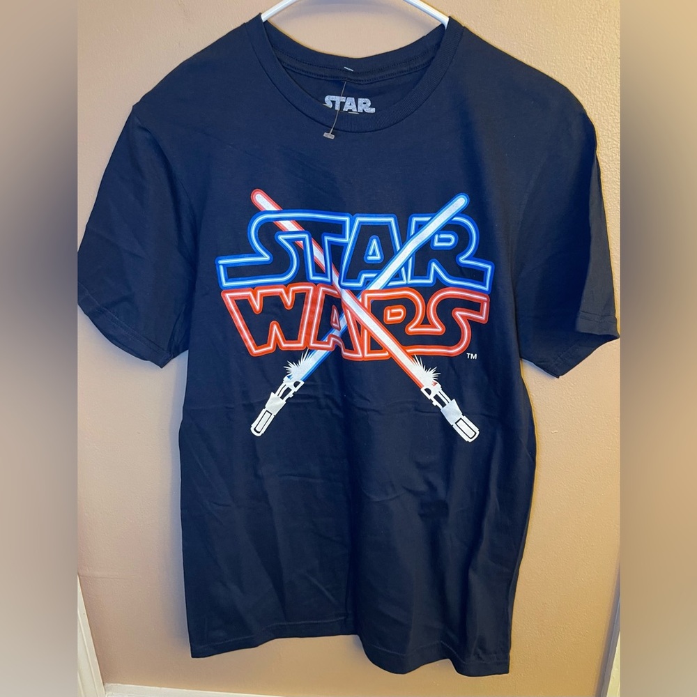 Star Wars Navy Blue Logo Men’s Shirt Short Sleeve Tee S New